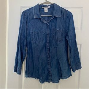 American Rag distressed chambray shirt size small